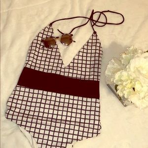 NEW w/out tags White and navy blue sexy one piece